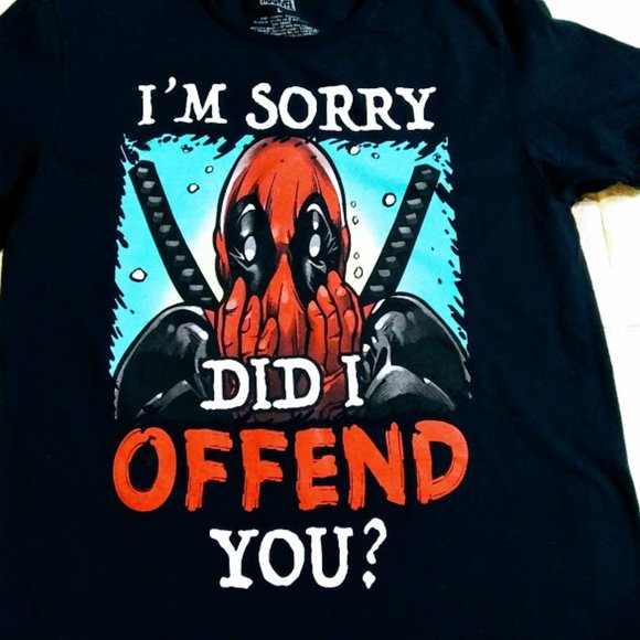 DEADPOOL*MARVEL*TEE SHIRT*MEN SIZE L*"DID I OFFEND YOU?"*NWOT* - Picture 2 of 4